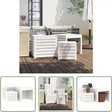 3-tlg. Gartenbox-Set Weiß Massivholz Kiefer - Gartenbox - Holz Gartenmöbel - Kiefernholzmöbel - Gartenorganisation - Außendeko - The Living Store