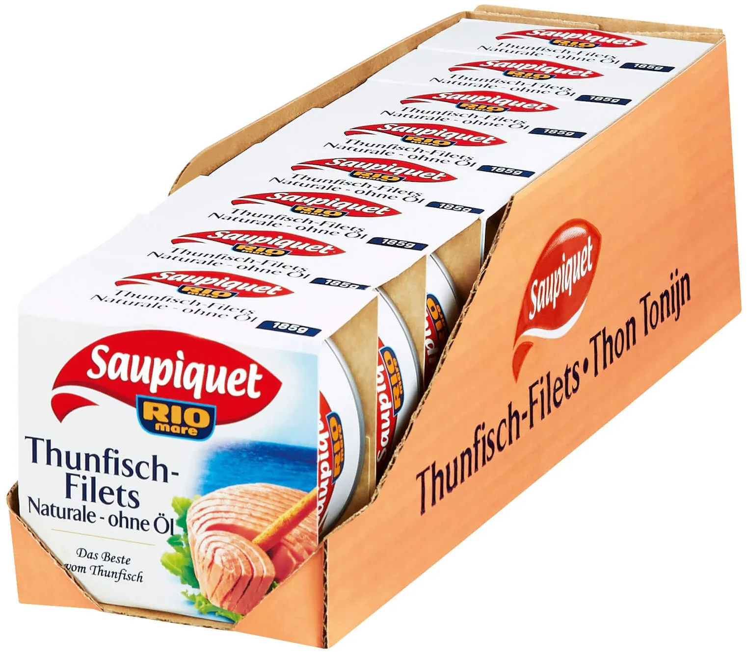 Saupiquet Thunfisch-Filets natur 130 g, 8er Pack