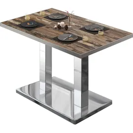 GGM Möbel Bistrotisch 120 x 70 x 75 cm Vintage Old/Edelstahl