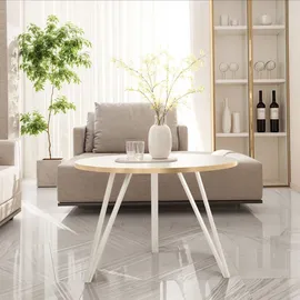 Möbel Kraft Couchtisch Weiß Holz Rund 67 x 45 cm