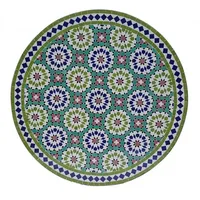 Casa Moro Gartentisch Marokkanischer Mosaiktisch D120 Ankabut Grün rund mit Eisen-Gestell (Kunsthandwerk aus Marokko), Dekorativer Gartentisch Bistrotisch Mosaik Esstisch, MT2210 grün