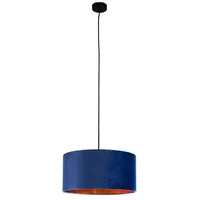 MeineWunschleuchte LED Pendelleuchte Vintage mit Lampenschirm Samt Blau/Gold Ø