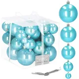 SPRINGOS Weihnachtsbaumkugeln 37 Stk. Kunststoff perlblau