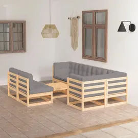 vidaXL 8-tlg. Loungeset mit Kissen grau