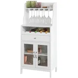 SoBuy Sideboard mit Weinregal Kommode Küchenschrank mit 2 Türen Weiß FSB24-W
