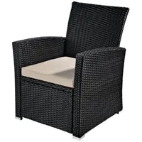 Mucola Gartensessel Gartensessel Rattansessel schwarz aus Polyrattan Balkon Hochlehner (Stück, 1-St., Set auswählbar), Polyrattangeflecht schwarz