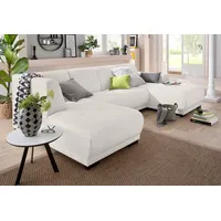Wohnlandschaft HOME AFFAIRE "Langeland U-Form", beige (creme), B:297cm H:85cm T:163cm, Filzoptik (100% Polyester);Struktur (100% Polyester);Webstoff (100% Polyester), Sofas, Wohnlandschaft, incl. 2 Zierkissen, Recamiere wahlweise links oder rechts