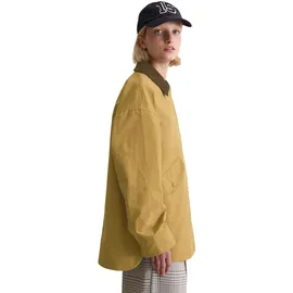 Marc O'Polo Marc OߴPolo Denim Damen, Übergangsjacke mit Cord-Kentkragen relaxed fit, Beige (golden ocher), L, - L
