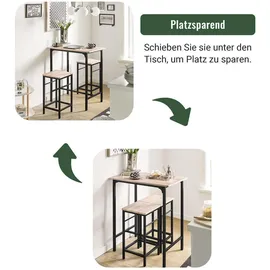 SoBuy Bartisch-Set mit 2 Hockern 80 x 50 x 87 cm Holzfarbe