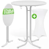 CASARIA Stehtisch 80 x 80 cm Weiß