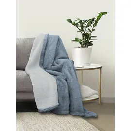 biberna Tagesdecke Sherpa 150 x 200 cm Taubenblau