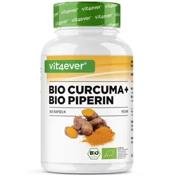 Bio Curcuma + Bio Piperin, 365 vegane Kapseln