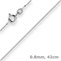 Schmuck Krone Goldkette 0,8mm Panzerkette aus 585 Weißgold 42cm, Gold 585 silberfarben