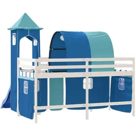 vidaXL Kinderhochbett mit Turm Blau 90x200 cm Massivholz Kiefer1929955