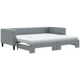 vidaXL Tagesbett Ausziehbar mit Matratze Hellgrau 90x200 cm Stoff1847375