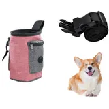 SUYUKU Hundeleckerli Tasche wasserdichte Hund Training Tasche Verstellbare Taille Gürtel Leckerlitasche für Hunde Eingebaute Poop Bag Hundezubehör für Welpen Hund Walking Bag (Rot)