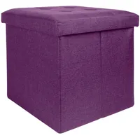 Intirilife Sitzhocker Leinen 38 x 38 x 38 cm Lila