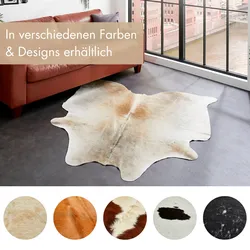 Fellteppich »Rinderfell«, fellförmig, 3 mm Höhe, echtes Rinderfell, Naturprodukt - daher ist jedes Fell ein Einzelstück, 401497-40 beige/braun/gemustert 3 mm