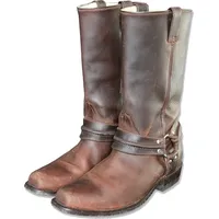 Herren Damen Western Cowboy Biker Leder Stiefel Boots »WB-01« Braun - Braun - 44