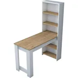 Dmora Esstisch Dpintaur, Küchenregal, Esszimmertisch, Festes rechteckiges Regal, 120x54h154 cm, Walnuss und Weiß - Dmora