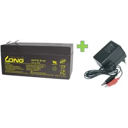 AGM BLEI AKKU BATTERIE 12V 3,3Ah + LADEGERÄT