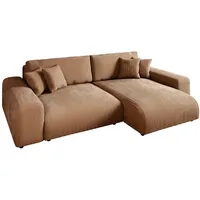 Luma-home Ecksofa, Hell-Braun Textil, 3-Sitzer, Füllung: Polyetherschaumkern, Eckteil, L-Form,L-Form,