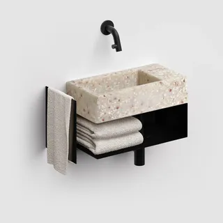 Clou Flush 3 Ecorazzo - Handwaschbecken 36 cm mit offenem Unterschrank, Badmöbel,