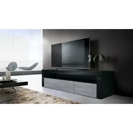 Vladon Valencia Lowboard 155 x 46 x 40 cm Schwarz matt/Hochglanz MDF/Spanplatte
