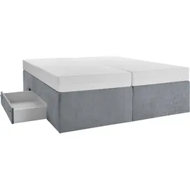 Westfalia Schlafkomfort Boxspringbett, grau, B:180cm L:200cm, Bezug Bett: Feinstrukturstoff (77% Polyester, 23%Viskose) oder Microfaser (100% Polyester);Bonnellfederkernmatratze: 100%Polyester;Kaltschaummatratze: 100% Polyester, Bezug abnehm- und waschbar bis 60C, WESTFALIA