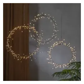 MARELIDA LED Kranz Draht Türkranz Wandkranz Leuchtkranz Dekokranz 80LED D: 30cm Batterie