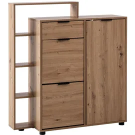 FineBuy Schuhschrank 98 x 110 x 30 cm geschlossen mit Schublade Eiche Dekor braun