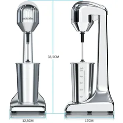 Arendo Getränkemixer elektrisch, 500 ml, 100 W, 2 Geschwindigkeitsstufen, für Protein Drinks Smoothies Eischnee Cocktails, Silber