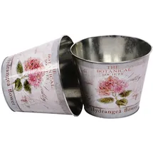 UNUS Topf Zink rund Hortensie 2er Set rosa