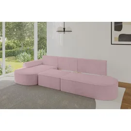 altdecor Eckcouch Cord 5-Sitzer Rosa