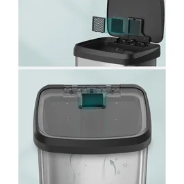 Songmics Mülleimer 50 l Silbern-Schwarz