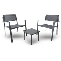 Balkonset 3-teilig Stühle und kleiner Glastisch Garten Terrasse Balkon Möbel Set