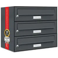 AL Briefkastensysteme Briefkastenanlage mit 3 Fächer (RAL 7016)