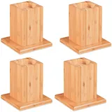 Relaxdays Möbelerhöher 4er Set, Erhöhung um 14 cm, für Tische, Betten und andere Möbel, HxBxT 15,5x14,5x14,5 cm, Natur,