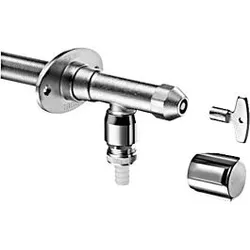 Schell Polar II frostsicheres Außenwandventil 039980399  DN 15, mattchrom, Installationsbausatz, mit Rohrbelüfter
