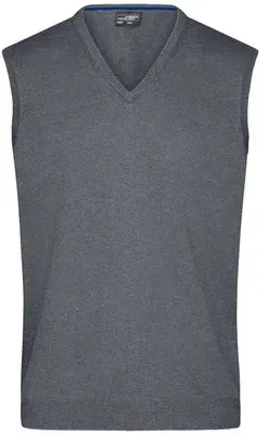 Herren V-Pullunder JN657, grau heather, Größe XXL - grau - XXL
