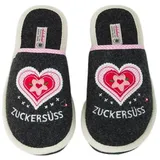 ADELHEID Zuckersüss Filzpantoffel, Farbe:Rabenschwarz, Größe:36/37 - 36/37 EU
