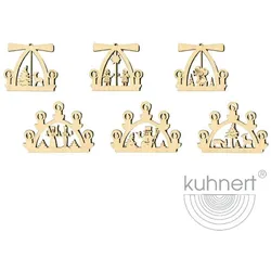 Kuhnert Baumschmuck Erzgebirge 6er Set Birkensperrholz