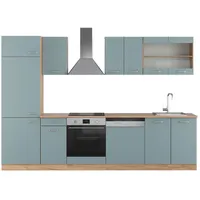 Vicco Küchenzeile R-Line 300 cm Blau-Grau/Goldkraft Eiche