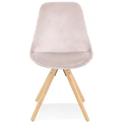 Kadima Design Esstuhl Designer, Wartezimmerstuhl Modern  Buchenholz & Samt  Rosa, helle Beine  Objekt-geeignet  Velanox Kollektion