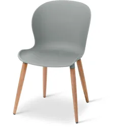 Tchibo - Schalenstuhl aus recyeltem Kunststoff - 50,5x54x80cm - grau - Polypropylen / Eukalyptusholz / Polypropylen