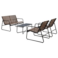 Schou Company A/S Gartenlounge 4-teilig THEODOR, Anthrazit Braun - Glasplatte - Metallgestell - Textilen