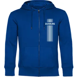 multifanshop Kapuzen Sweatshirt Jacke - Duisburg - Streifen - Druck weiß - Sweat