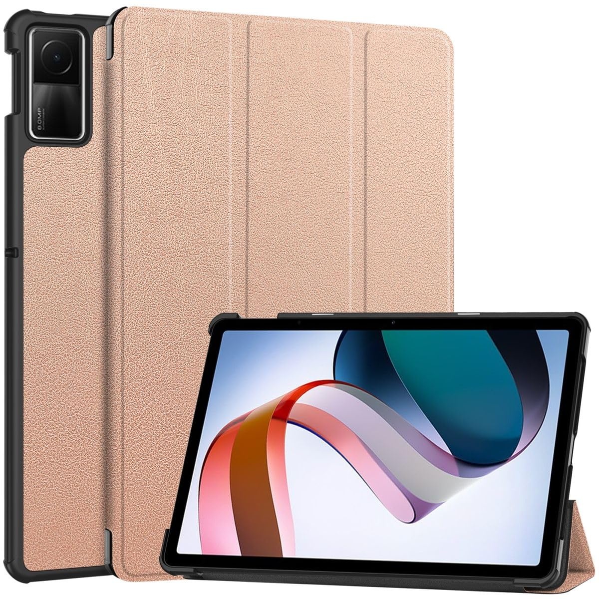 Wigento Für Xiaomi Redmi Pad 2 / SE 11 Zoll 3folt Wake UP Smart Standfunktion Cover Rose Gold Tablet Tasche Etuis Hülle