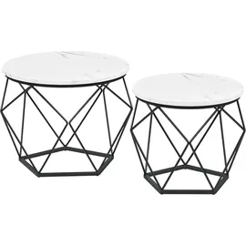 VASAGLE Couchtisch-Set Weiß-Schwarz 50 x 40 cm