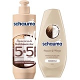 Schauma 5&5 Reparierende Multitalent-Kur (300 ml) Haarmaske Haarkur Splissversiegelung & Schwarzkopf Spülung Repair & Pflege (250 ml) Kokos-Extrakt pflegt bessere Kämmbarkeit